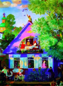 Картина Бориса Кустодиева Голубой домик