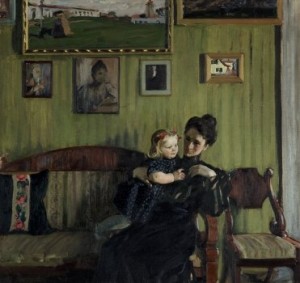 Портрет Юлии Евстафьевны Кустодиевой с дочерью Ириной