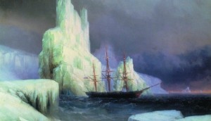картине И.К. Айвазовского «Ледяные горы в Антарктиде»