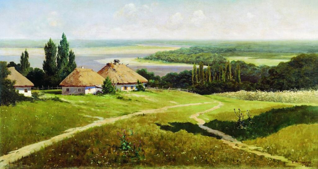 Сочинение по картине В. Е. Маковского «Украинский пейзаж с хатами»