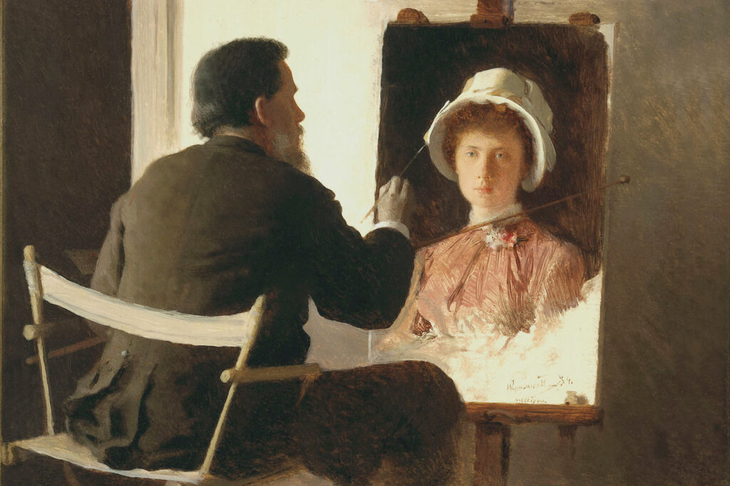 Крамской, пишущий портрет своей дочери, Софьи Ивановны Крамской, в замужестве Юнкер