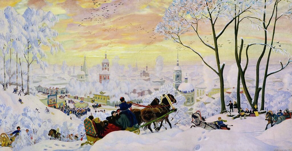 Картина Бориса Кустодиева «Зимний пейзаж»
