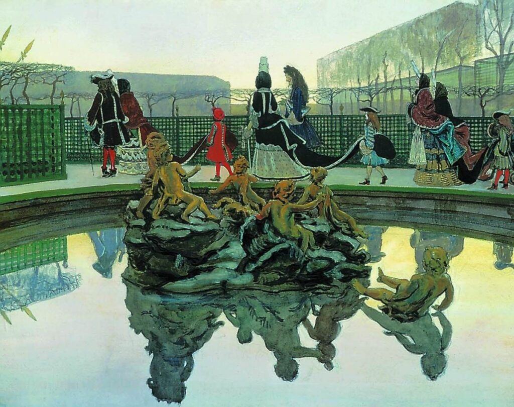 Описание картины Александра Бенуа Версаль. Прогулка короля