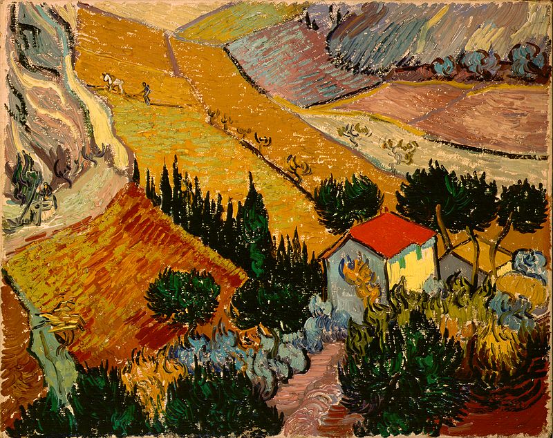 Описание картины Винсента Ван Гога Пейзаж с домом и пахарем