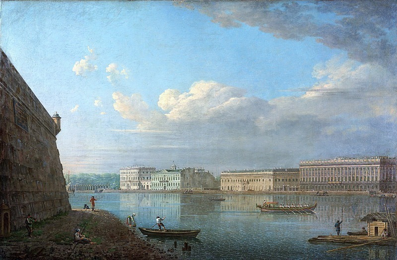 “Вид Дворцовой набережной от Петропавловской крепости” – одна из самых известных работ живописца.