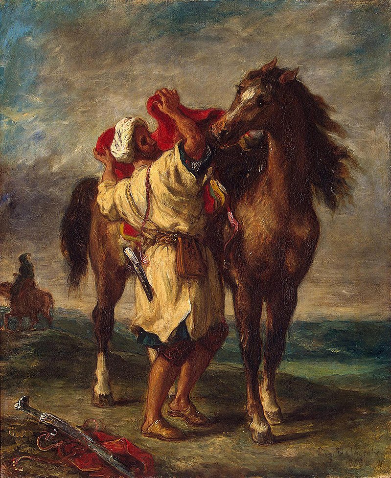 Картина Эжена Делакруа Марокканец седлающий коня