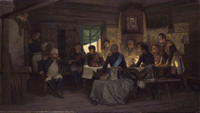 Анализ картины Алексея Даниловича Кившенко Военный совет в Филях (1812)