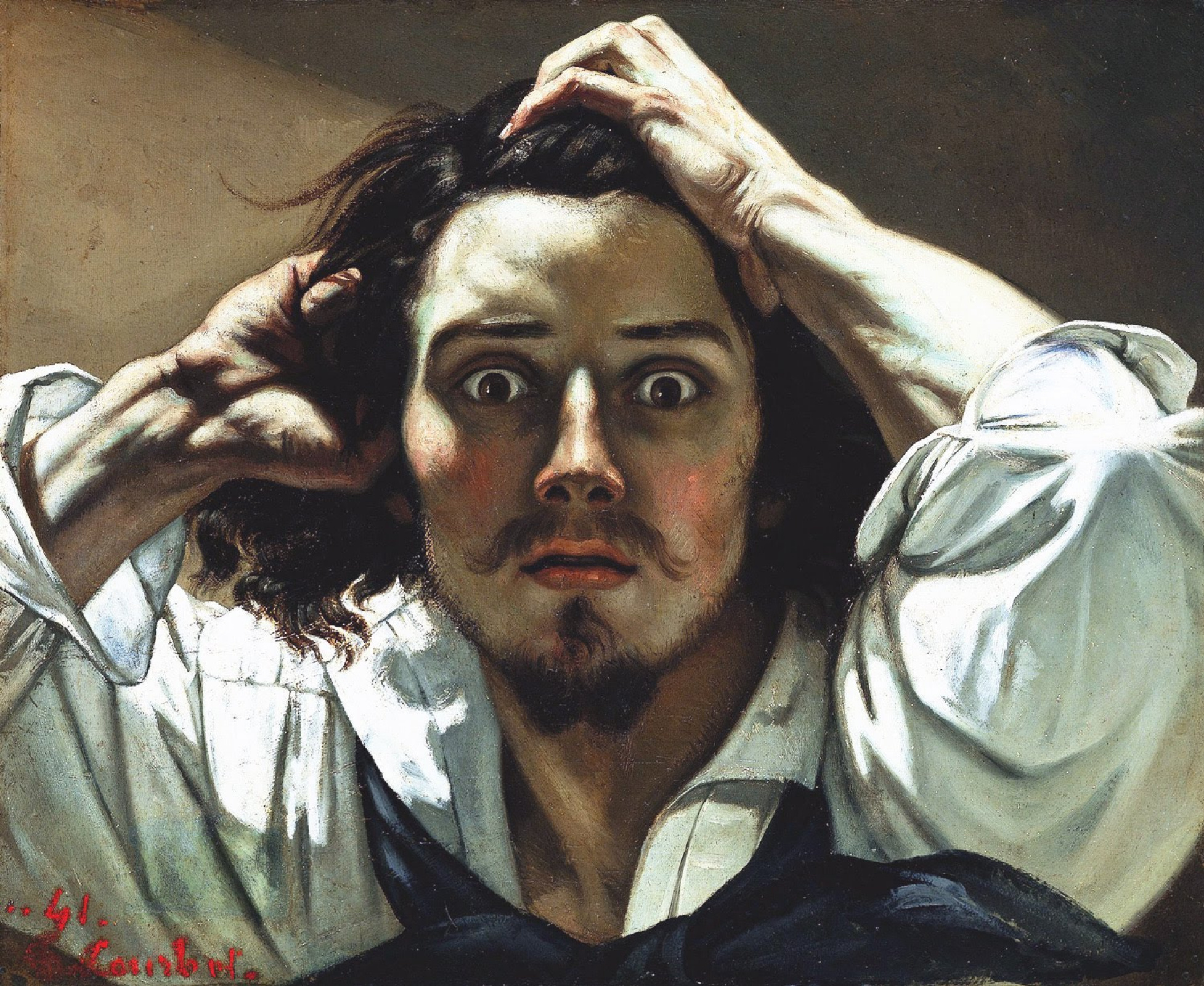 Характерная картина. Густав Курбе автопртрет. Гюстав Курбе отчаяние. Автопортрет Курбе отчаявшийся. Gustave Courbet автопортрет.