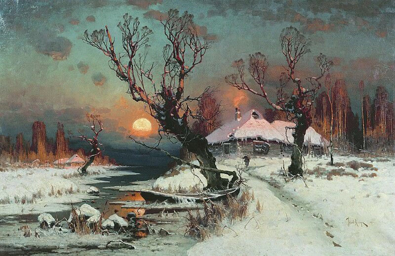 Анализ картины Юлия Клевера Закат солнца зимой