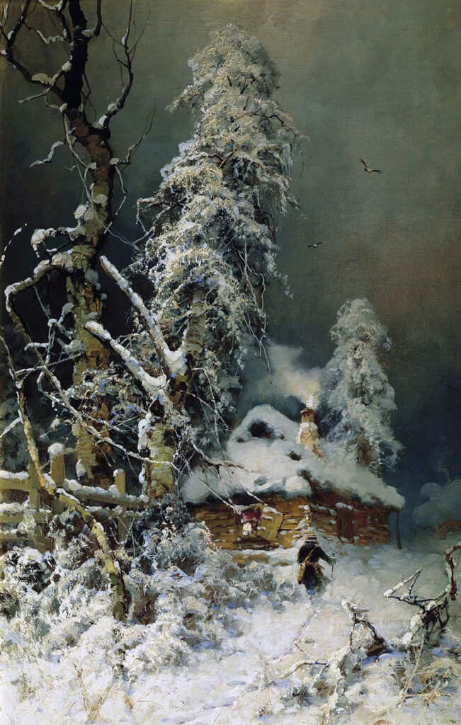 Анализ картины Юлия Клевера Зимний пейзаж с избушкой