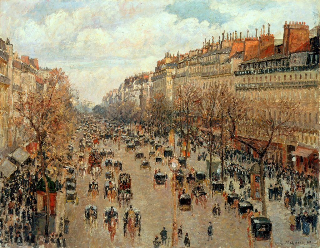 Картина Камиля Писсарро Бульвар Монмартр в Париже