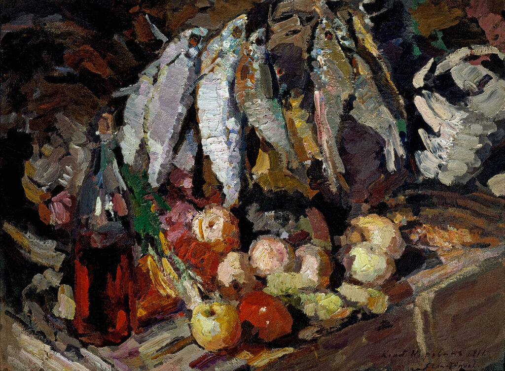 Картины Константина Коровина Рыбы вино и фрукты (1916)