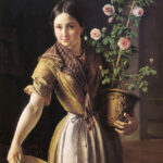 Картина Василия Тропинина Девушка с горшком роз